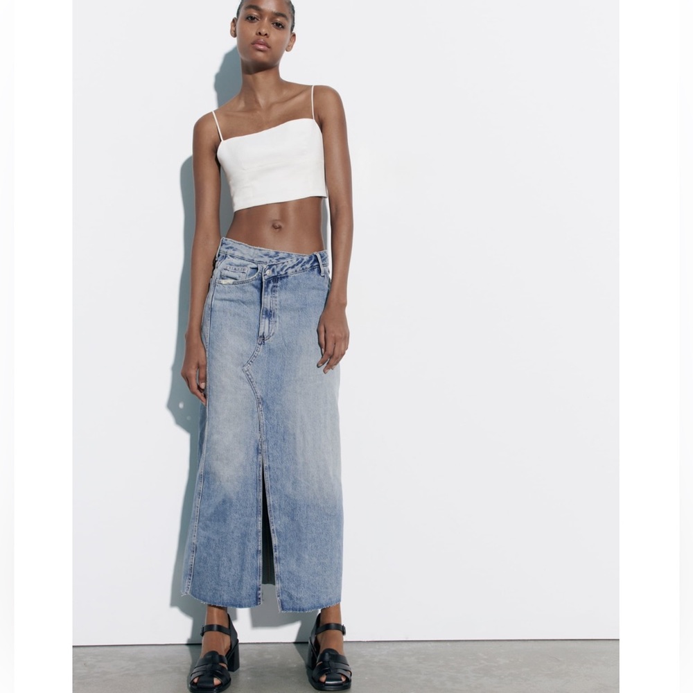 Zara TRF LONG DENIM SKIRT